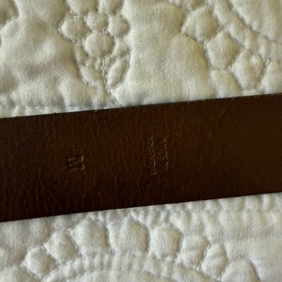 vintage ralph lauren leather belt with brass buckle